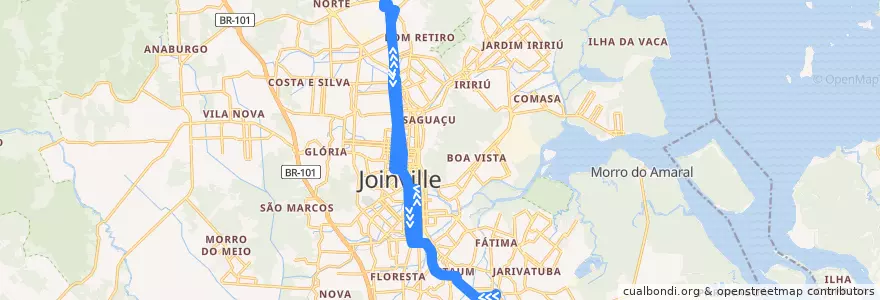 Mapa del recorrido Campus/Itaum de la línea  en Joinville.