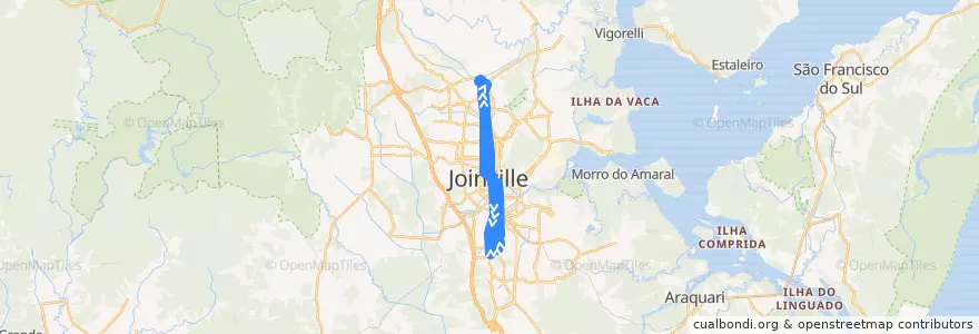 Mapa del recorrido Sul/Campus de la línea  en Joinville.