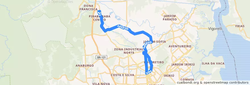 Mapa del recorrido Estrada da Ilha de la línea  en Joinville.