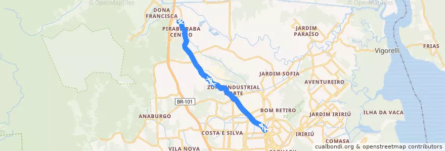 Mapa del recorrido Norte/Pirabeiraba de la línea  en ジョインヴィレ.