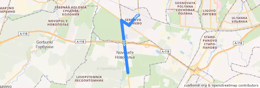 Mapa del recorrido Автобус № 488: ж/д станция Сергиево => садоводство "Кировец" de la línea  en Ленинградская область.