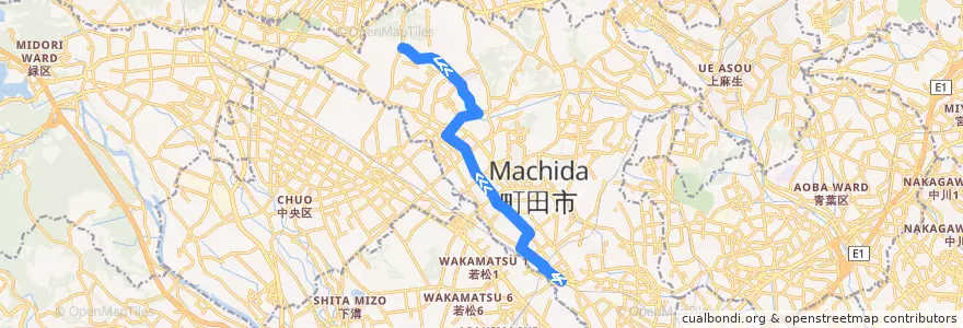 Mapa del recorrido 町田27系統 de la línea  en 町田市.