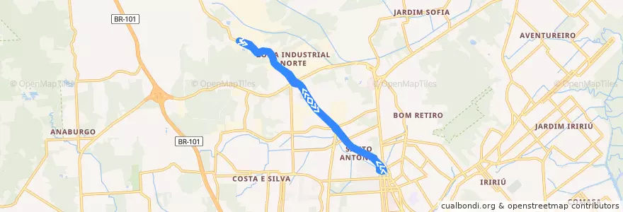 Mapa del recorrido Dona Francisca de la línea  en Joinville.