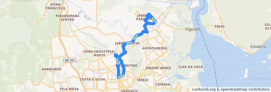 Mapa del recorrido Canto do Rio Circular de la línea  en Joinville.
