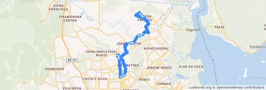 Mapa del recorrido Paraíso de la línea  en Joinville.