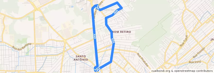 Mapa del recorrido Barão de Teffé de la línea  en Joinville.