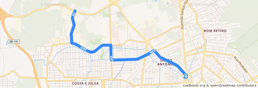 Mapa del recorrido Clodoaldo Gomes de la línea  en Joinville.