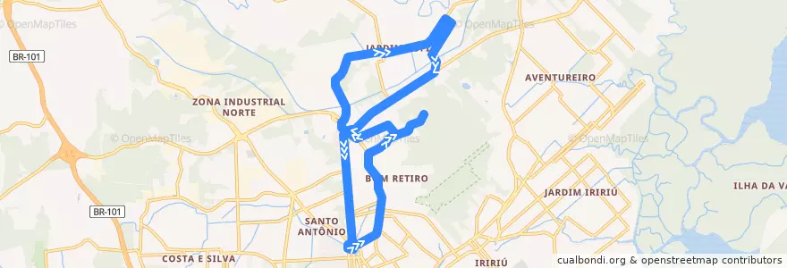 Mapa del recorrido Jardim Sofia/Barão de Teffé de la línea  en Joinville.