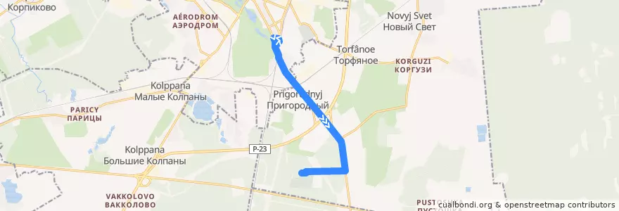 Mapa del recorrido Автобус № 10: Варшавский вокзал => Пижменское кладбище de la línea  en Гатчинский район.