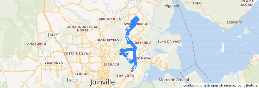 Mapa del recorrido Antônio Jorge Cecyn de la línea  en Joinville.