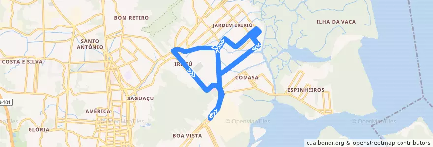 Mapa del recorrido Circular Ponte Serrada de la línea  en ジョインヴィレ.