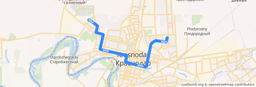 Mapa del recorrido Трамвай №3 "Западное депо - улица Декабристов" de la línea  en городской округ Краснодар.