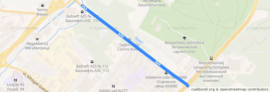 Mapa del recorrido ул. Армавирская - ВАЗ de la línea  en городской округ Уфа.