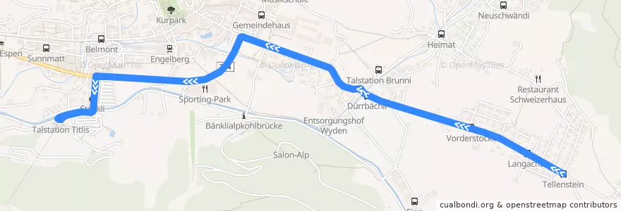 Mapa del recorrido Bus 6: Talstation Titlis => Tellenstein de la línea  en Engelberg.