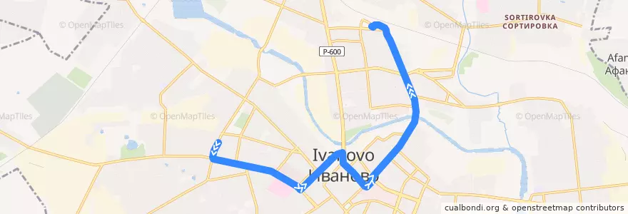 Mapa del recorrido Троллейбус №9: ЖД Вокзал - Энергоуниверситет de la línea  en городской округ Иваново.