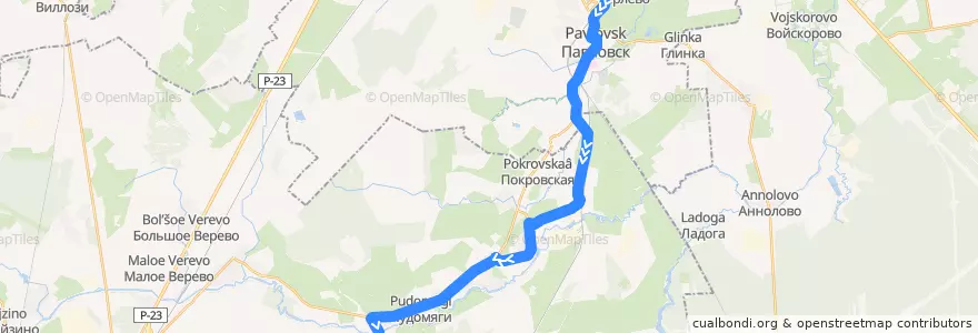 Mapa del recorrido Автобус № 478: Павловск, вокзал => Лукаши de la línea  en レニングラード州.