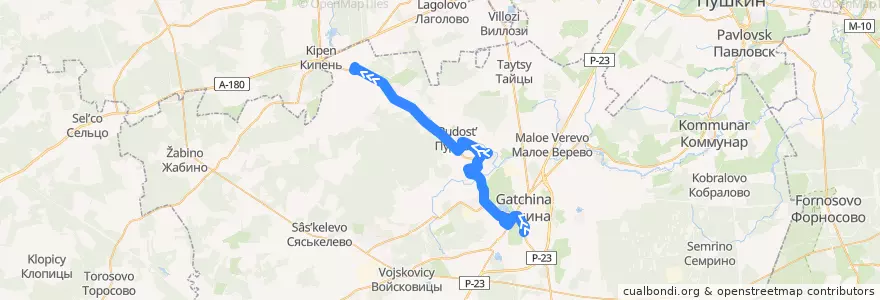 Mapa del recorrido Автобус № 518: Гатчина, Варшавский вокзал => Терволово de la línea  en Гатчинский район.