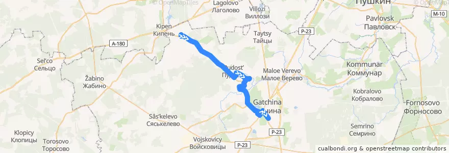 Mapa del recorrido Автобус № 518: Терволово => Гатчина, Варшавский вокзал de la línea  en Гатчинский район.
