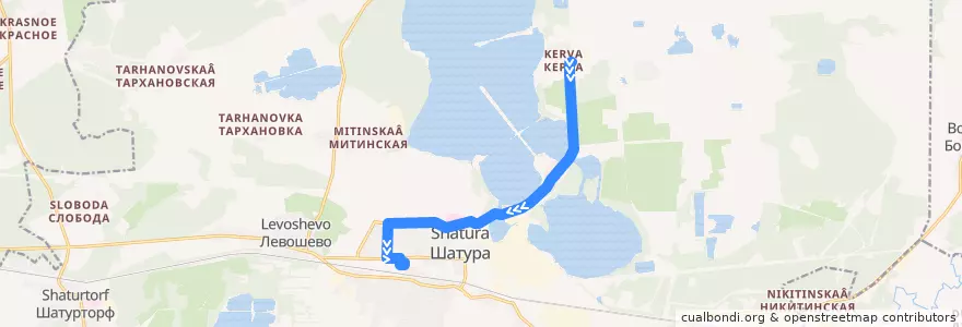 Mapa del recorrido Автобус №8: Керва - пр. Борзова - Автостанция de la línea  en городской округ Шатура.