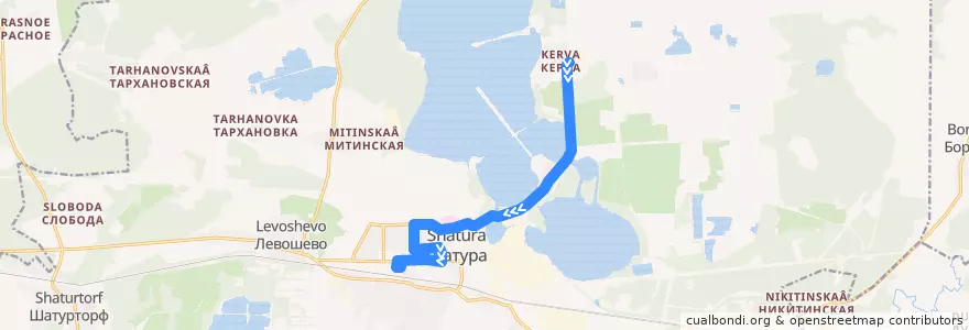 Mapa del recorrido Автобус №9: Керва - пр. Ильича - Шатура de la línea  en городской округ Шатура.