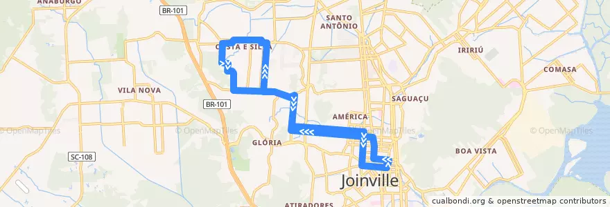 Mapa del recorrido Circular Costa e Silva via Elza Meinert de la línea  en Joinville.