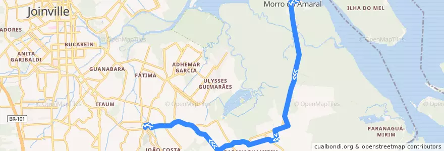 Mapa del recorrido Morro do Amaral via Jardim Edilene de la línea  en ジョインヴィレ.