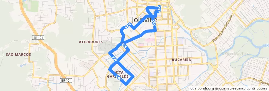 Mapa del recorrido Rodoviária via Sociesc de la línea  en Joinville.