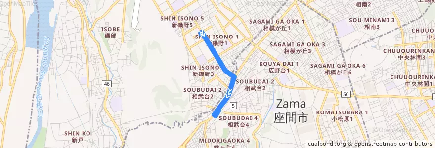 Mapa del recorrido 相武台02系統 de la línea  en Дзама.