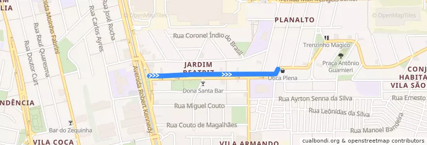 Mapa del recorrido 154: São Paulo ( Terminal Sacomã) =>São Bernardo do Campo ( Jardim Nazareth) de la línea  en São Bernardo do Campo.