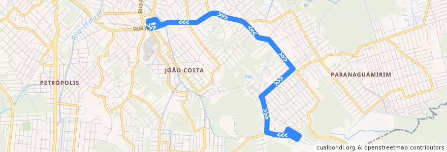 Mapa del recorrido São Domingos de la línea  en Joinville.