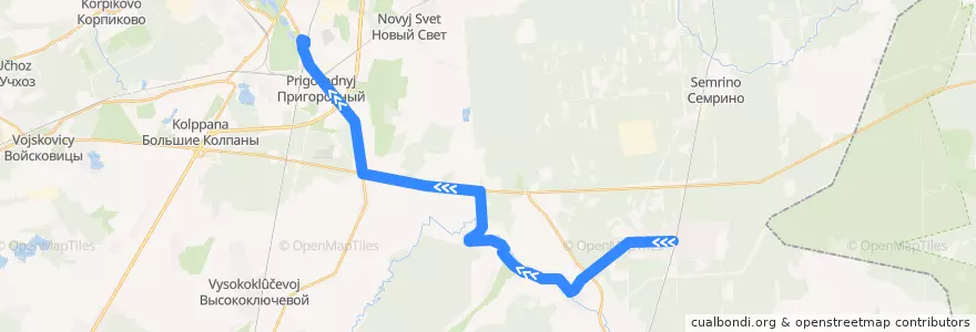 Mapa del recorrido Автобус № 538: Сусанино => Гатчина, Варшавский вокзал de la línea  en Гатчинский район.