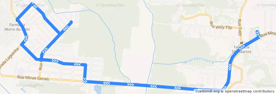 Mapa del recorrido Pitaguaras - Final de la línea  en ジョインヴィレ.