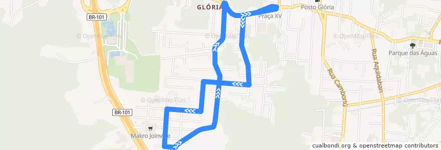 Mapa del recorrido Jardim Diana de la línea  en Joinville.