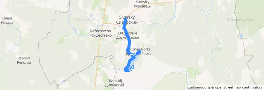 Mapa del recorrido Автобус № 507: Симанково => Дружная горка => Сиверский de la línea  en Гатчинский район.