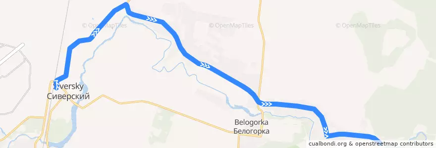 Mapa del recorrido Автобус № 511: Сиверский => Лесничество de la línea  en Сиверское городское поселение.