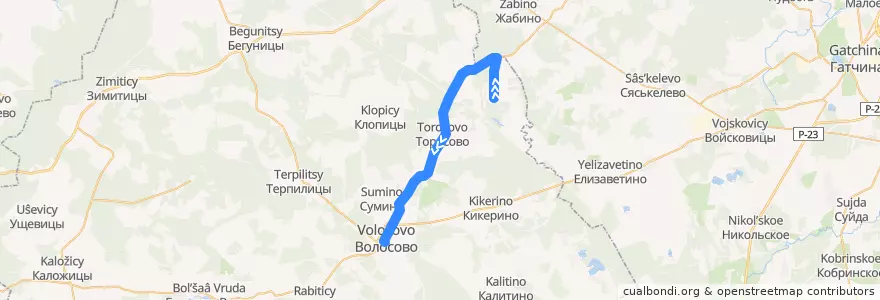 Mapa del recorrido Автобус № 32: Горки => Волосово de la línea  en Волосовский район.