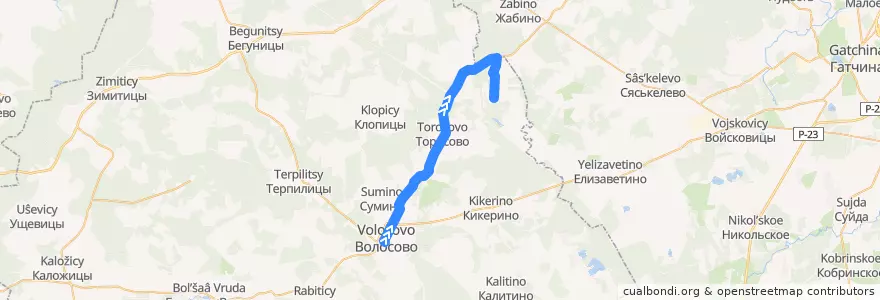Mapa del recorrido Автобус № 32: Волосово => Горки de la línea  en Volosovsky District.