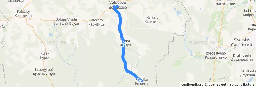 Mapa del recorrido Автобус № 34: Реполка => Волосово de la línea  en Рабитицкое сельское поселение.