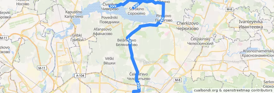 Mapa del recorrido Автобус 438: Чиверёво => Москва (метро «Медведково») de la línea  en городской округ Мытищи.