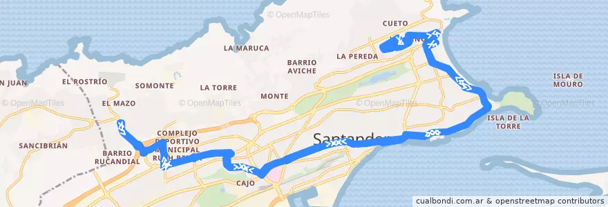Mapa del recorrido 2: Corbán - Consuelo Berges de la línea  en Santander.