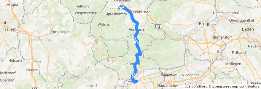 Mapa del recorrido Bus 135: Frick => Aarau de la línea  en Aargau.