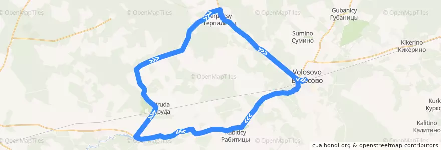 Mapa del recorrido Автобус № 42: Волосово => Волосово de la línea  en Волосовский район.