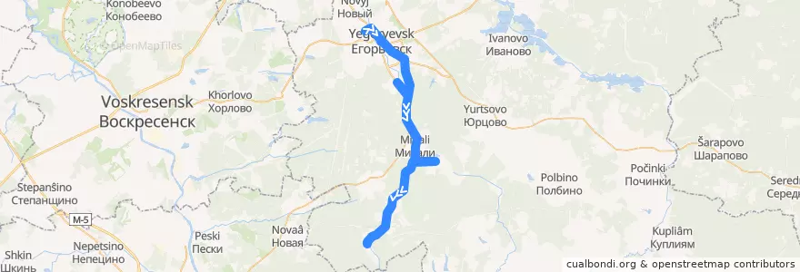 Mapa del recorrido Автобус: № 21 «Егорьевск (автовокзал) - Троица» de la línea  en городской округ Егорьевск.