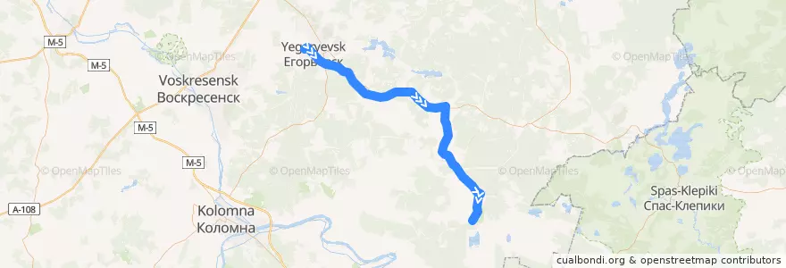 Mapa del recorrido Автобус: № 25 «Егорьевск (автовокзал) - Починки - Радовицы (Первый посёлок)» de la línea  en городской округ Егорьевск.