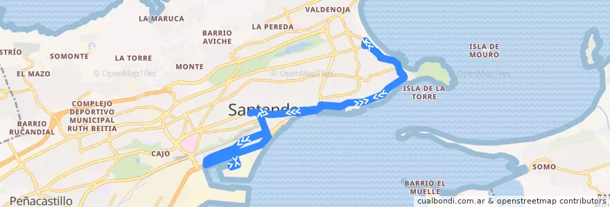 Mapa del recorrido 4: Barrio Pesquero - Piquío de la línea  en Santander.