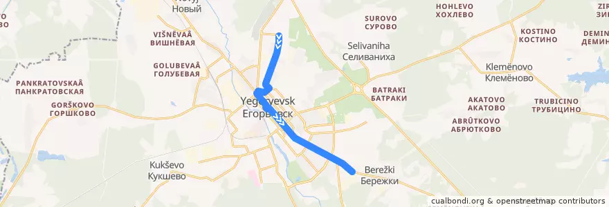 Mapa del recorrido Автобус: № 10 «Нечаевская улица - Дорожный участок» de la línea  en городской округ Егорьевск.