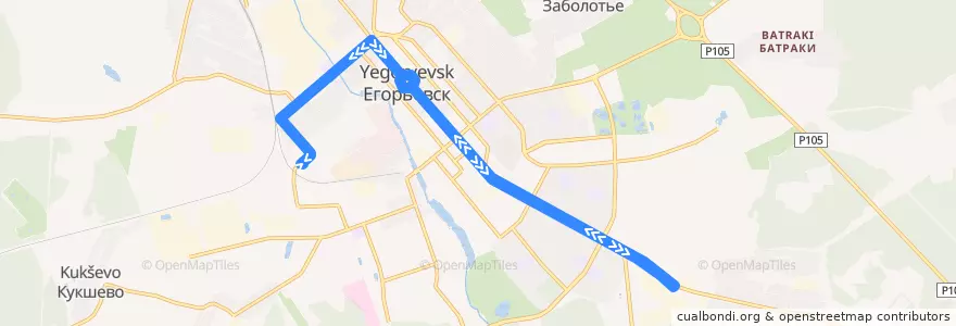 Mapa del recorrido Автобус: № 6 «Русанцевская улица - Дорожный участок» de la línea  en городской округ Егорьевск.
