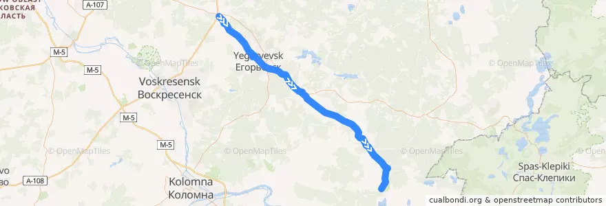 Mapa del recorrido Автобус: № 340 «Москва (автостанция «Выхино») - Радовицы (Первый посёлок)» de la línea  en городской округ Егорьевск.