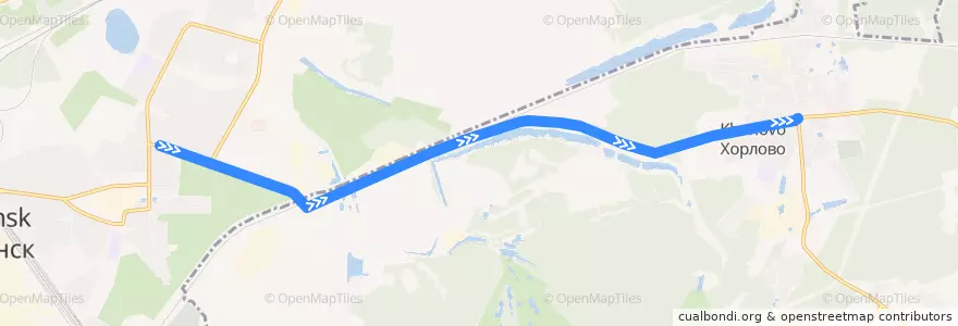 Mapa del recorrido Автобус: № 22 «Воскресенск (автовокзал) - Ёлкино» de la línea  en городской округ Воскресенск.