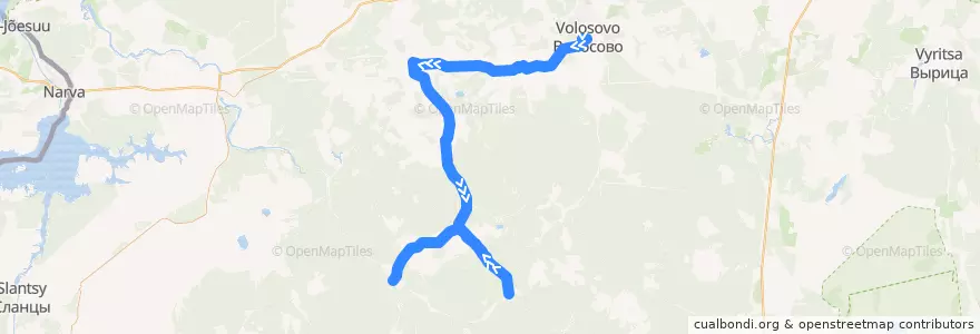 Mapa del recorrido Автобус № 48А: Волосово => Большой Сабск de la línea  en Волосовский район.